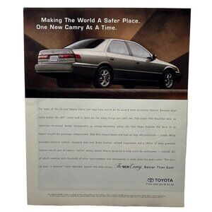 1997 Toyota Camry Print Ad Vintage 90s Making the World a Safer Place